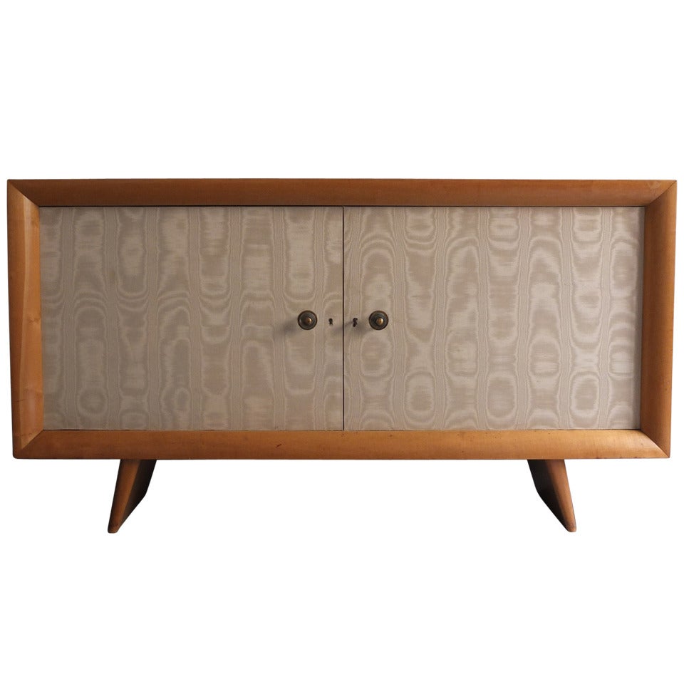 French 1950s Sycamore and Original Fabric Buffet by Suzanne Guiguichon