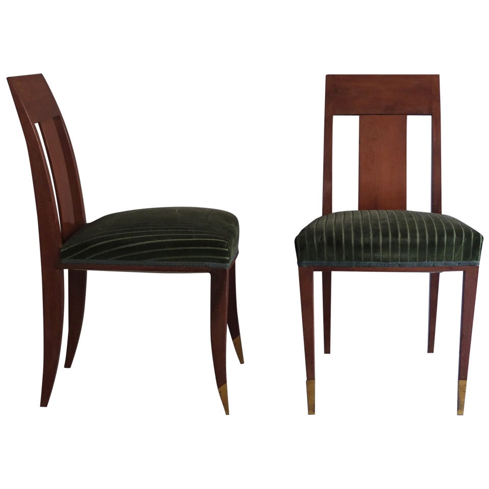 Pair of Fine French Art Deco Side Chairs in the Manner of Alfred Porteneuve