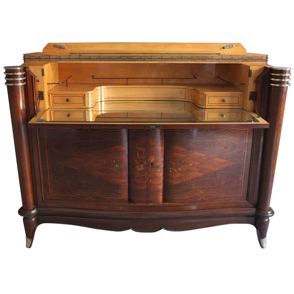 Fine French Art Deco Marquetry Bar by Segal