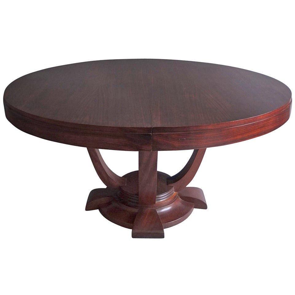 Fine French Art Deco Rosewood Round Dining or Center Table