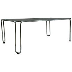 French Modernist Tubular Chrome Table with a Opaline Top