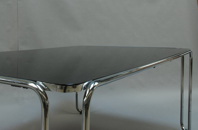 French Modernist Tubular Chrome Table with a Opaline Top 4