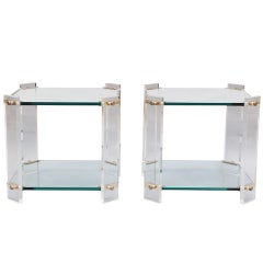 Pair of French 1970
s Glass and Plexiglas Side Tables