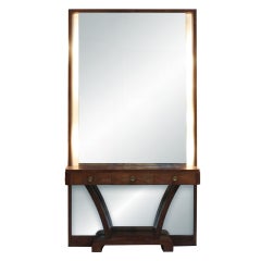 French Art Deco Illuminable Mirror-Console