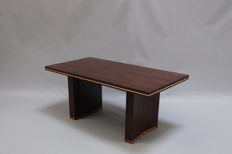 Mid-20th Century French Art Deco Dining/Writing Table with Two Matching End Leaves