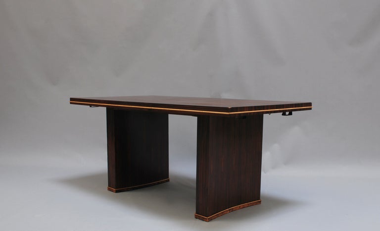 French Art Deco Dining/Writing Table with Two Matching End Leaves 6