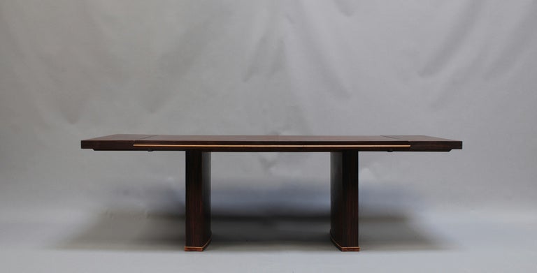 French Art Deco Dining/Writing Table with Two Matching End Leaves In Good Condition In Long Island City, NY