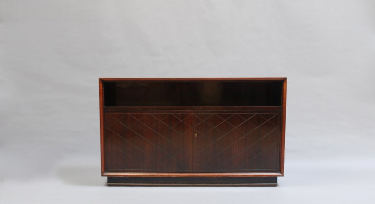 2 Fine French Art Deco Rosewood Credenza by Jean Pascaud In Good Condition For Sale In Long Island City, NY