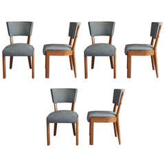 Set of 6 French Art Deco Dining Chairs by Dudouyt