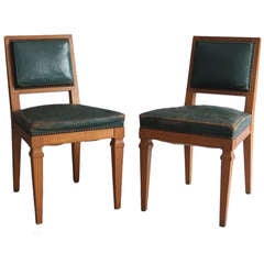Pair of French Art Deco Side Chairs Attributed to Arbus