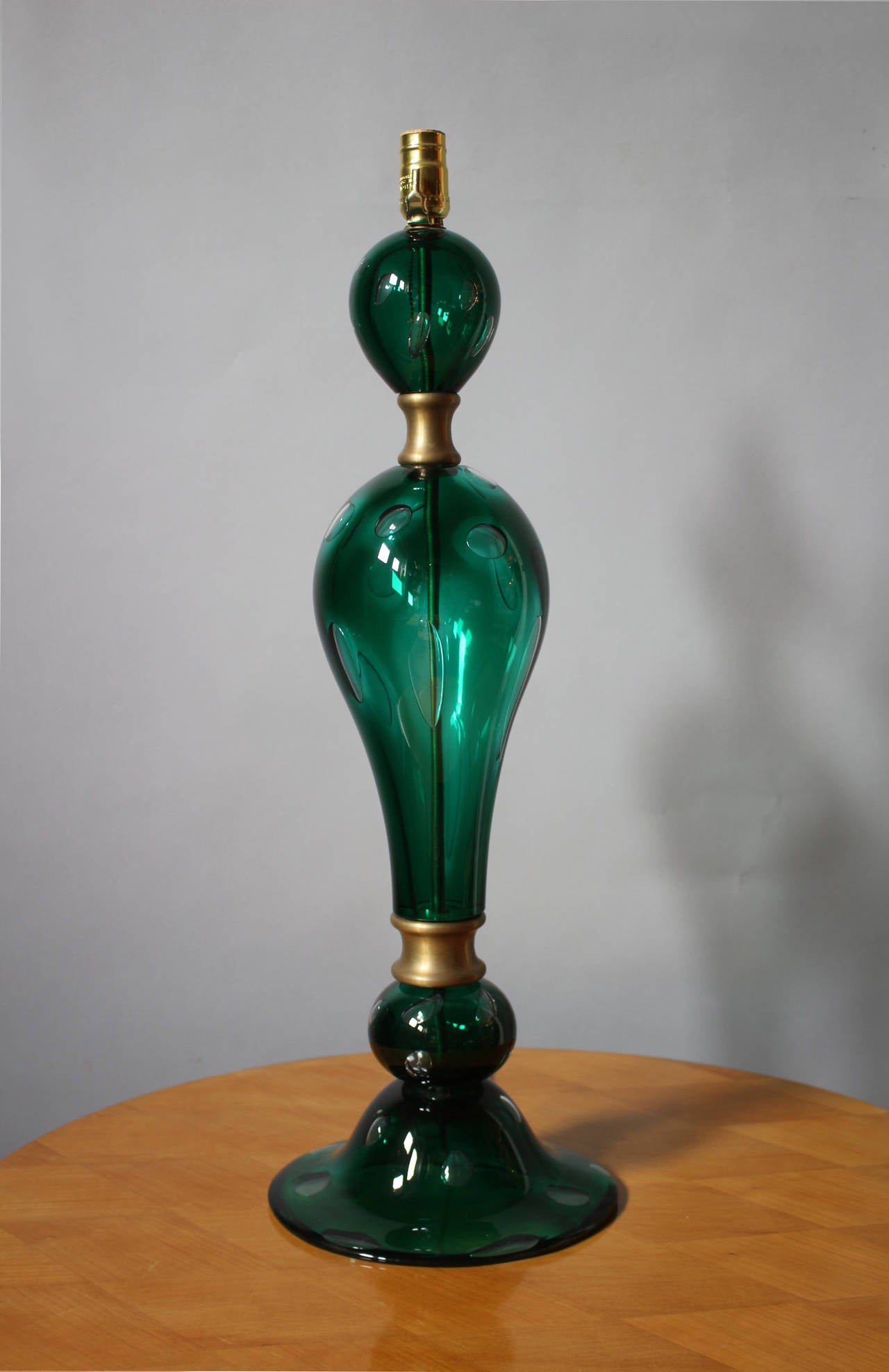Mid-Century Modern Fine Large Original 1970s Hand Blown Glass and Brass  Murano Table Lamp For Sale