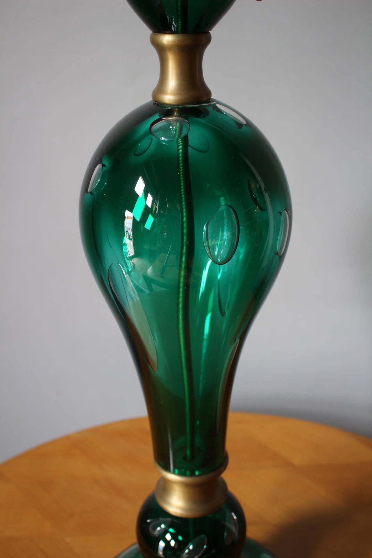 Late 20th Century Fine Large Original 1970s Hand Blown Glass and Brass  Murano Table Lamp For Sale