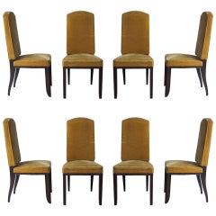 A Set of 8 Fine French Art Deco Macassar Ebony Dining Chairs by Paul Frechet