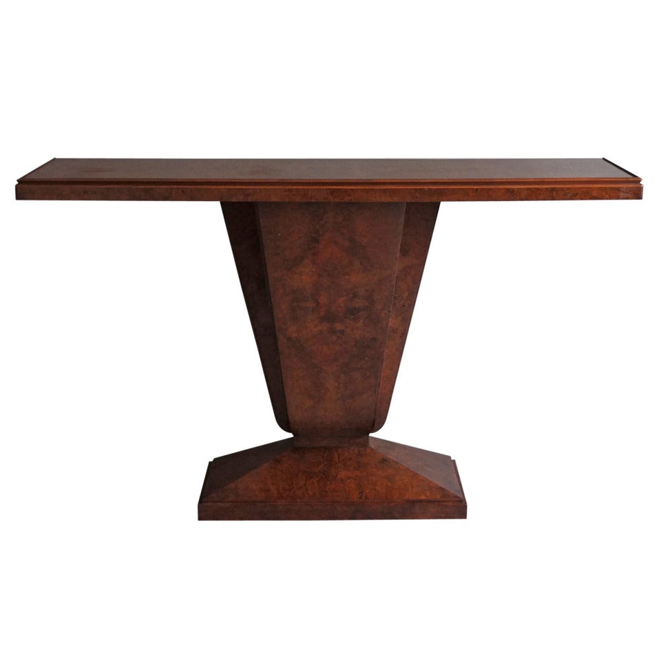 Fine French Art Deco Burl Wood Console