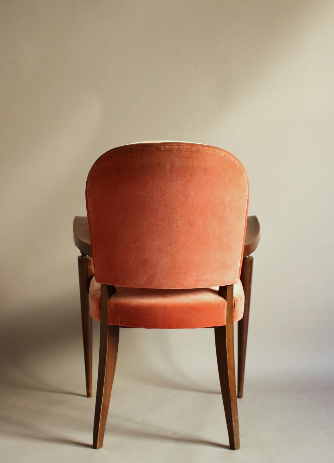 A Pair of Fine French Art Deco Ebonized Mahogany Arm Chairs by Maxime Old For Sale 10