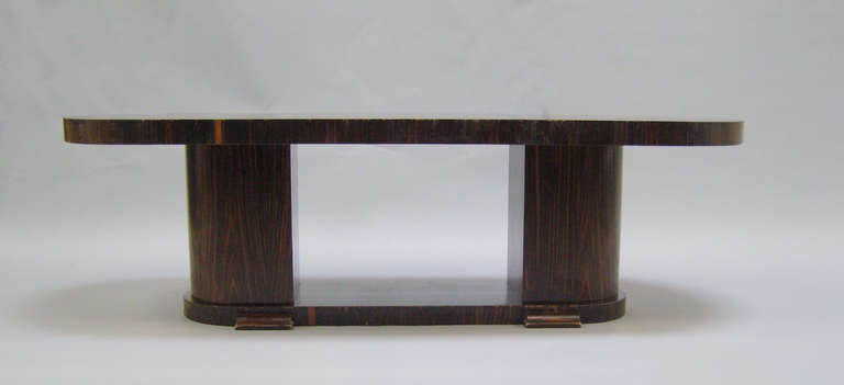 Mid-20th Century Large FineFrench Art Deco Macassar Ebony Oval Dining Table For Sale