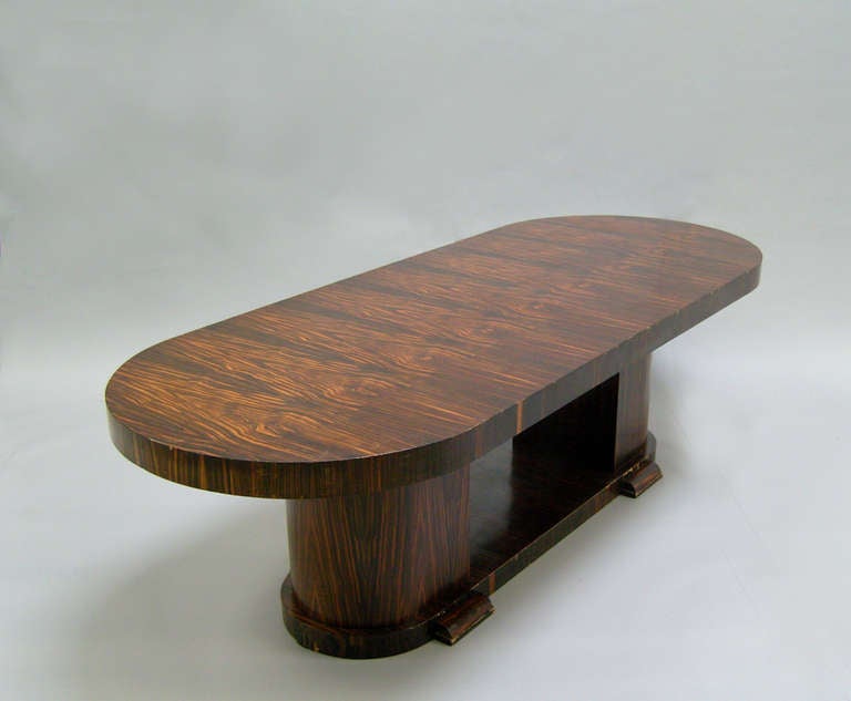 Large FineFrench Art Deco Macassar Ebony Oval Dining Table For Sale 2