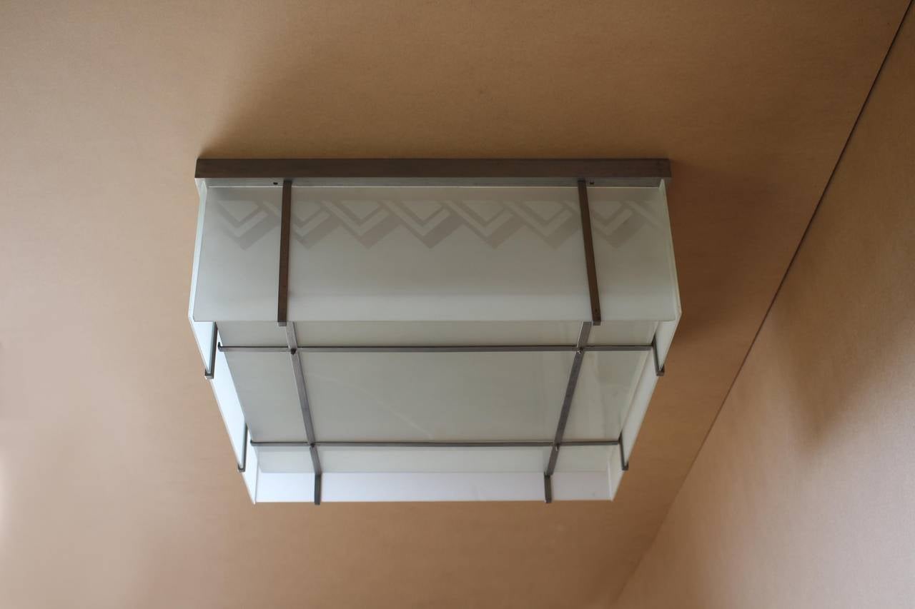 Art Deco A Fine French Modernist Flush Mount Attributed to Perzel For Sale