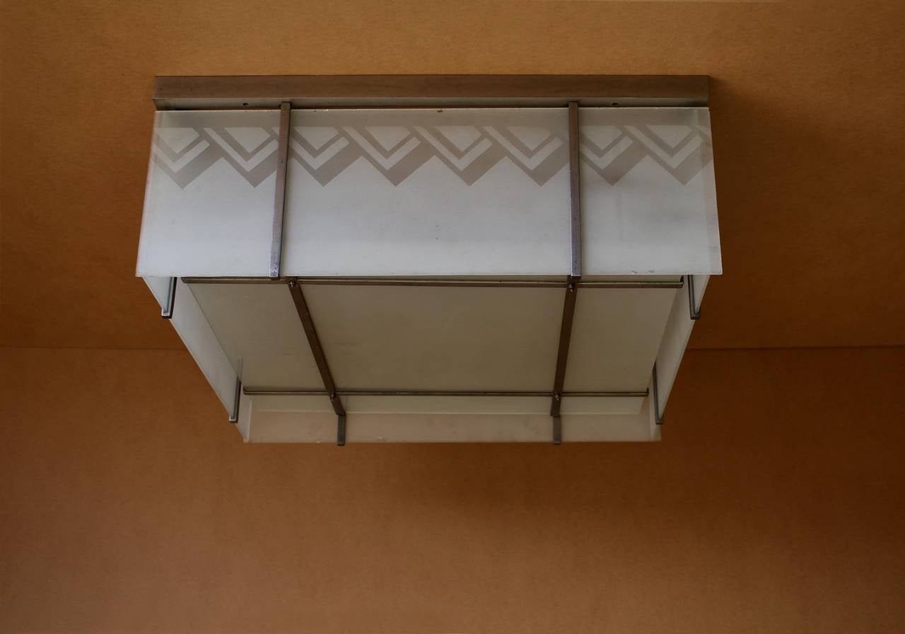 Early 20th Century A Fine French Modernist Flush Mount Attributed to Perzel For Sale