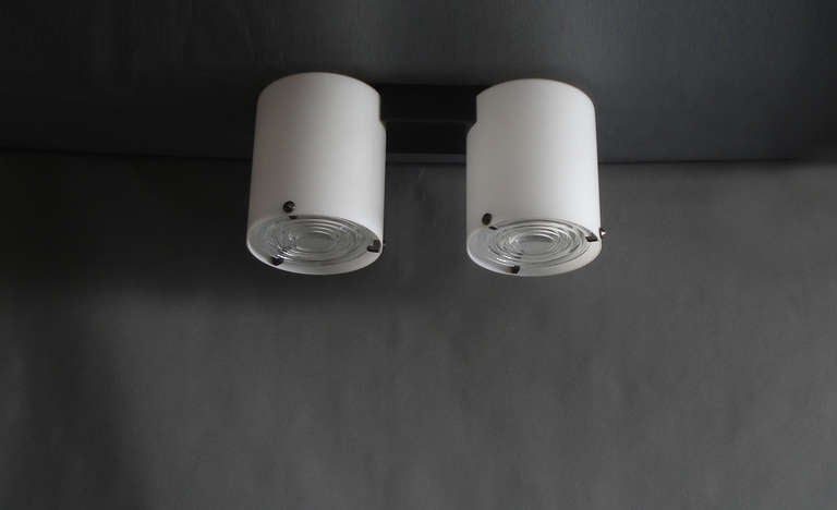 Mid-Century Modern Fine French 1950s Double Cylinder Flush Mount by Jean Perzel