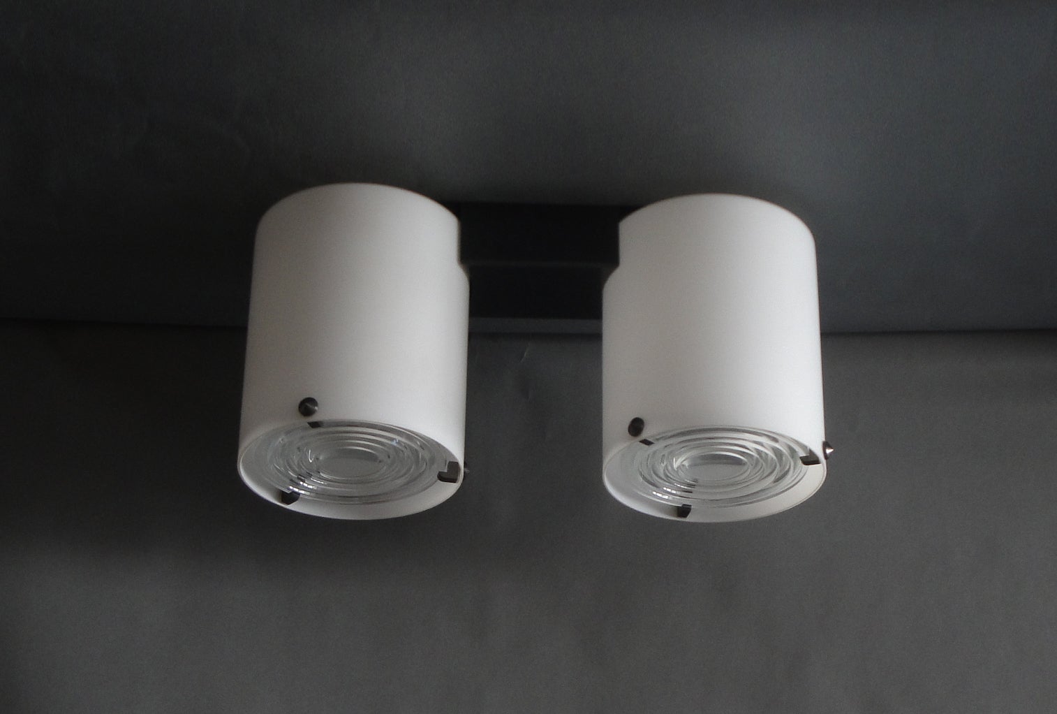 Fine French 1950s Double Cylinder Flush Mount by Jean Perzel