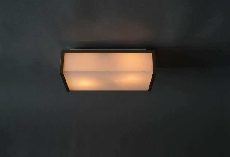 Small Rectangular Flush Mount by Jean Perzel In Good Condition In Long Island City, NY