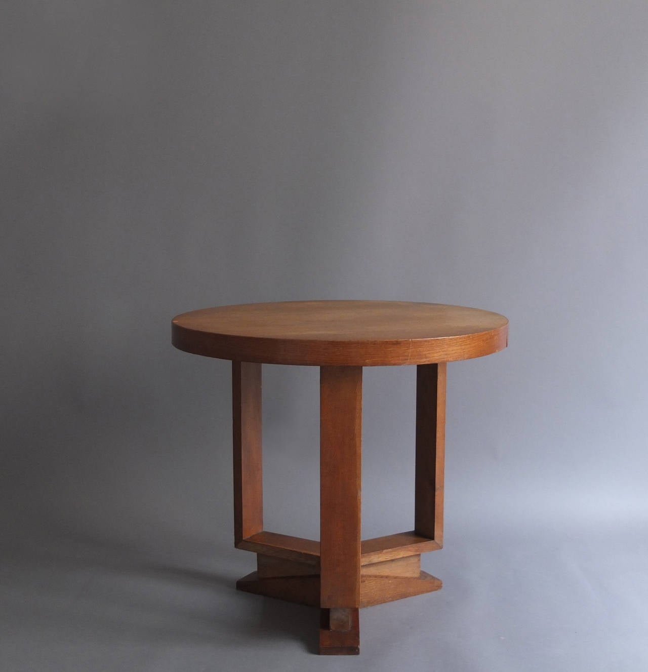 Mid-20th Century French Art Deco Oak Gueridon or Side Table