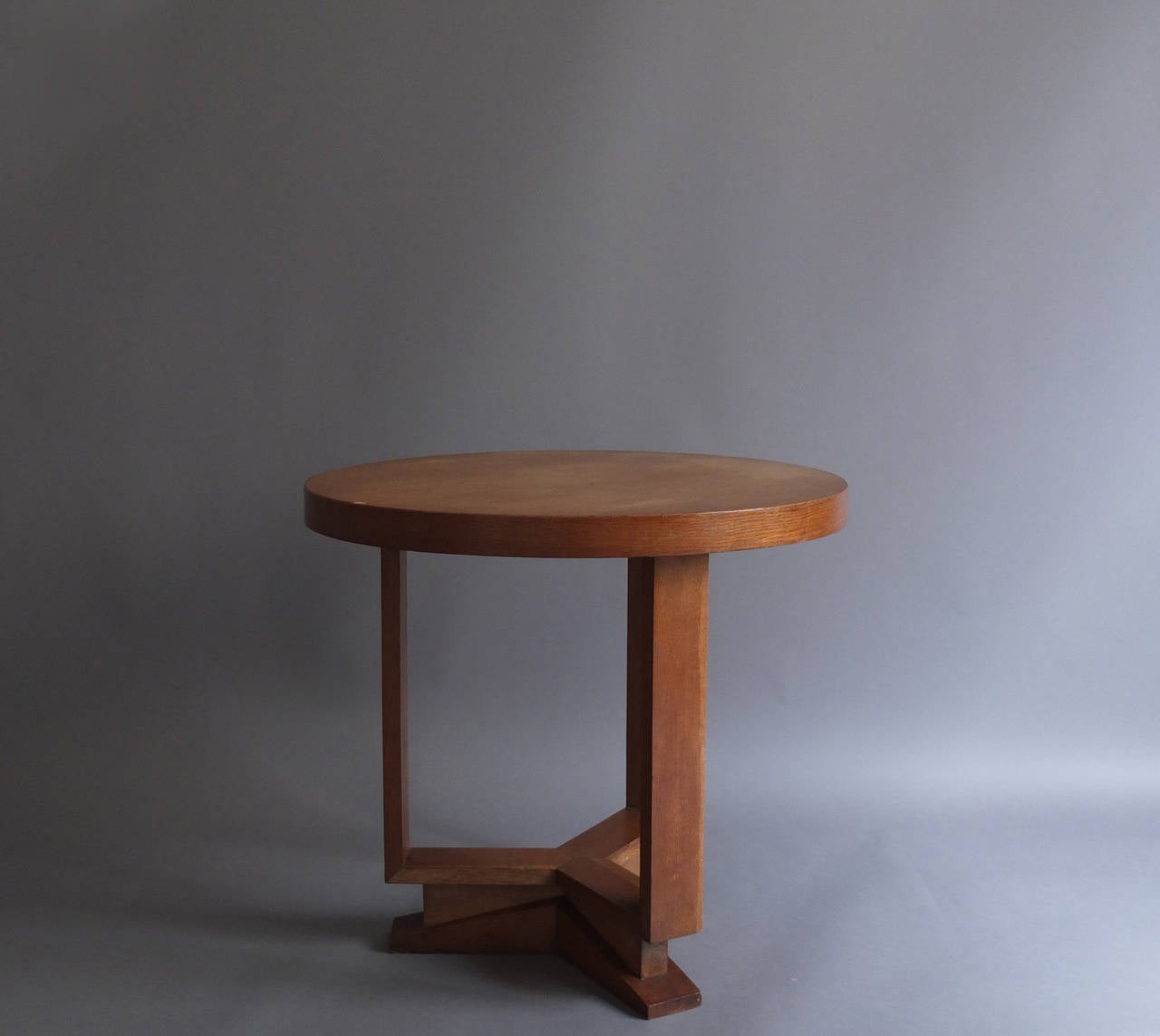 French Art Deco Oak Gueridon or Side Table 1