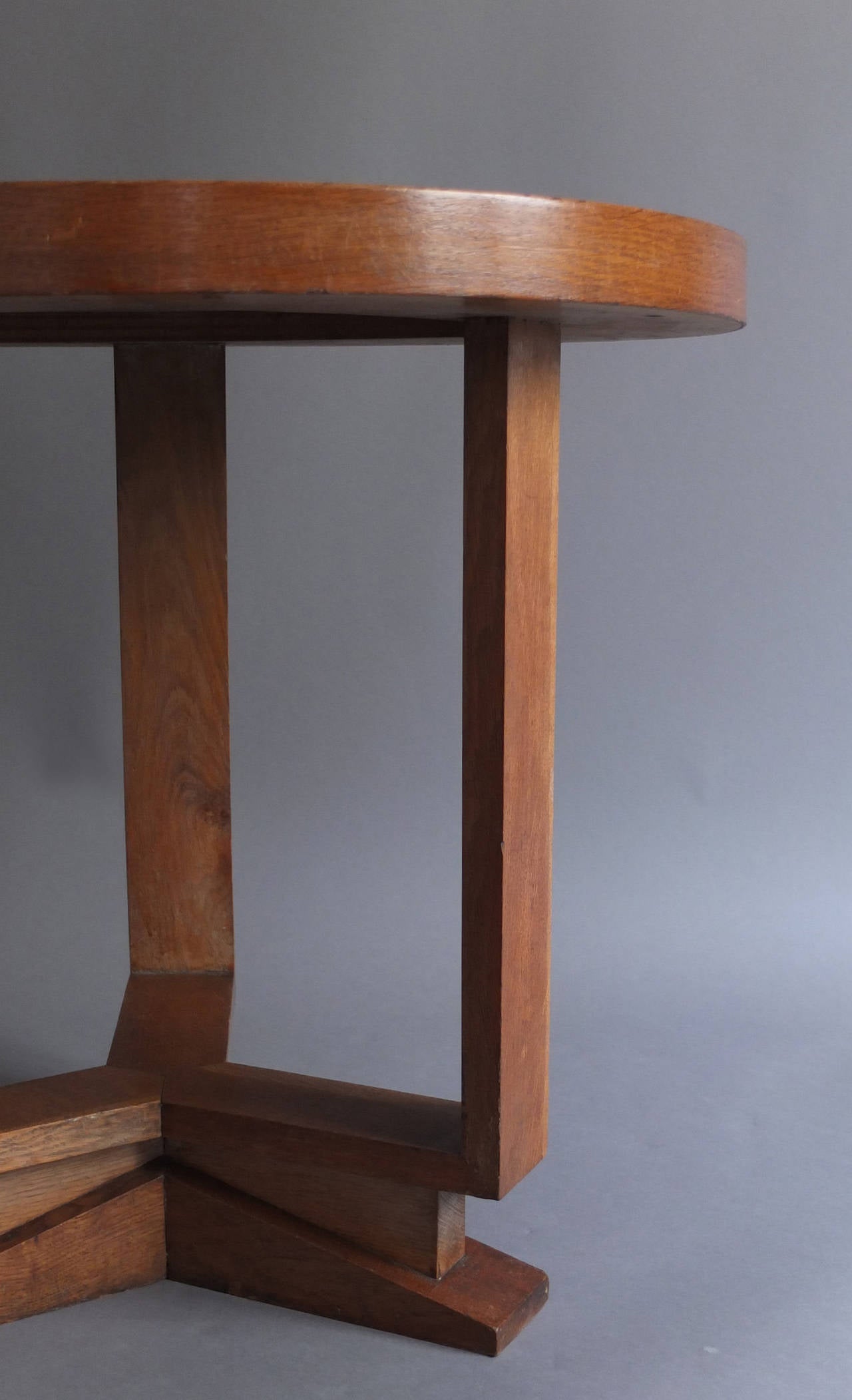 French Art Deco Oak Gueridon or Side Table 5