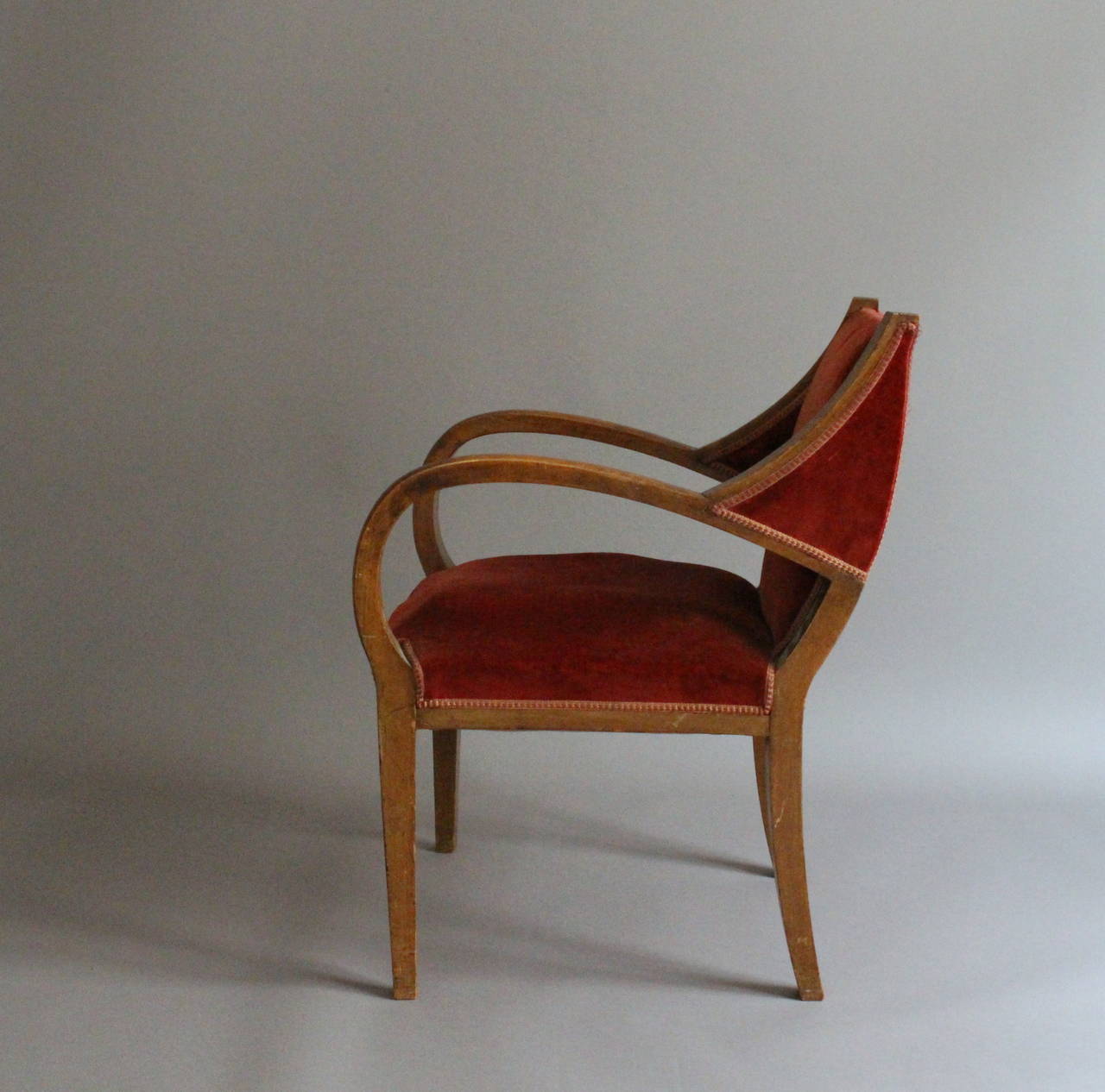 Mid-20th Century A pair of Unusual French Art Deco Bridge Armchairs