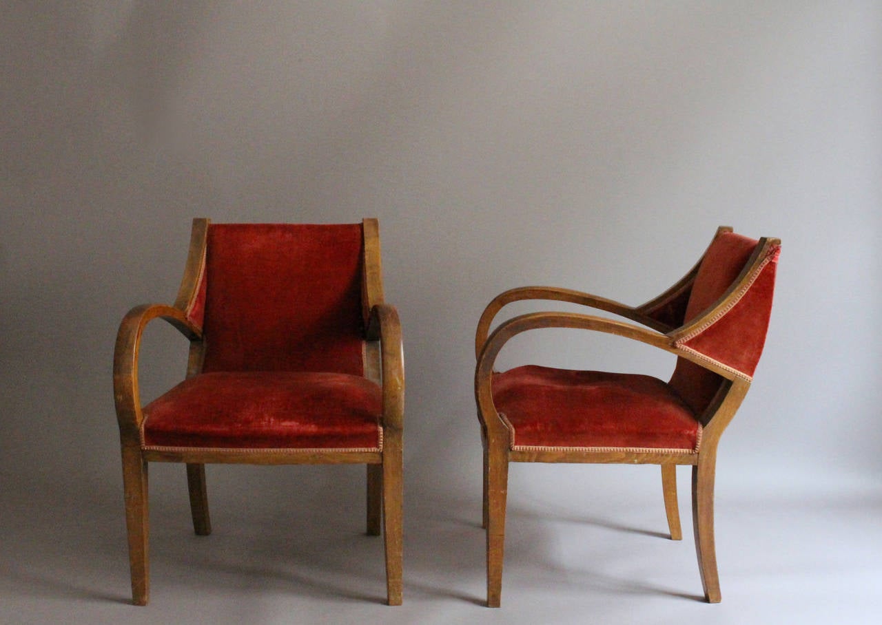 A pair of Unusual French Art Deco Bridge Armchairs 5