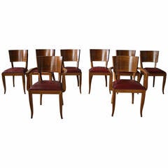 Set of Six Side and Two-Arm, French Art Deco Chairs
