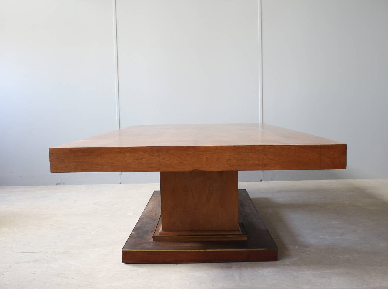 Large French Art Deco Walnut Pedestal Dining Table by Jean-Charles Moreux For Sale 1