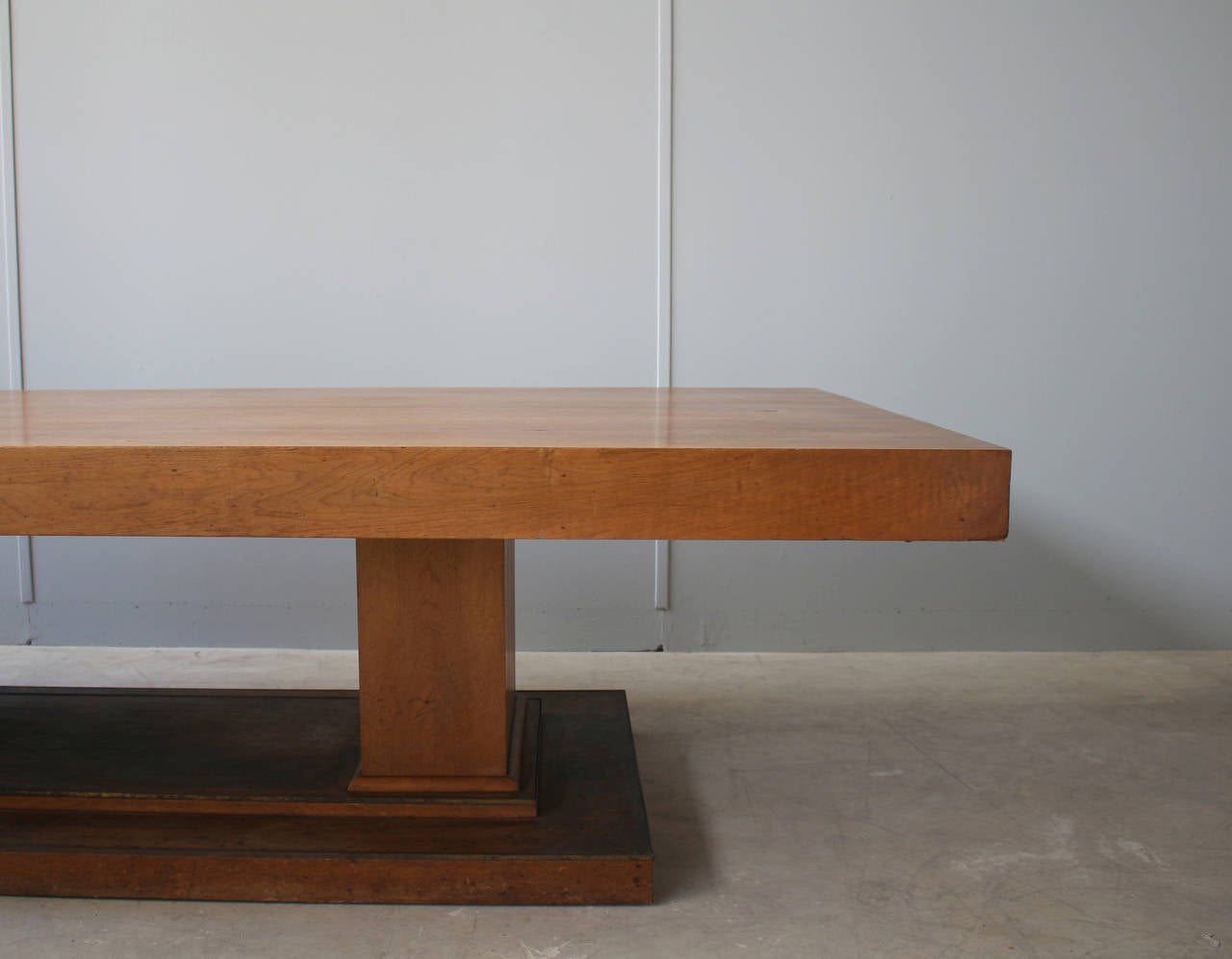 Large French Art Deco Walnut Pedestal Dining Table by Jean-Charles Moreux For Sale 2