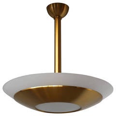 Lustre Art déco français en laiton et verre par Perzel