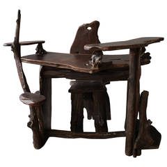 Organic and Sculptural Wood Desk and Chair 5