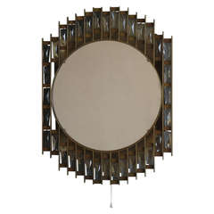 French 1970s Metal and Glass Illuminated Mirror 11