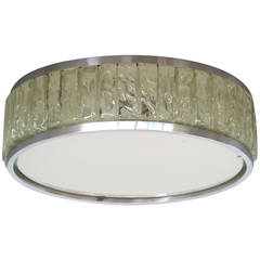 French Art Deco Chrome and Glass Flush Mount by Jean Perzel