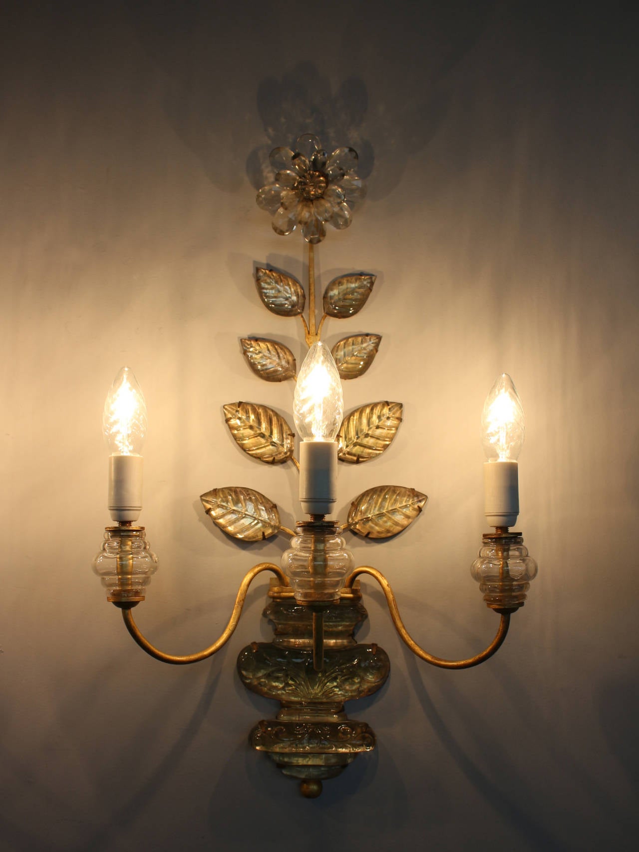 A pair of Fine French 1950's Sconces by Maison Bagues In Good Condition In Long Island City, NY