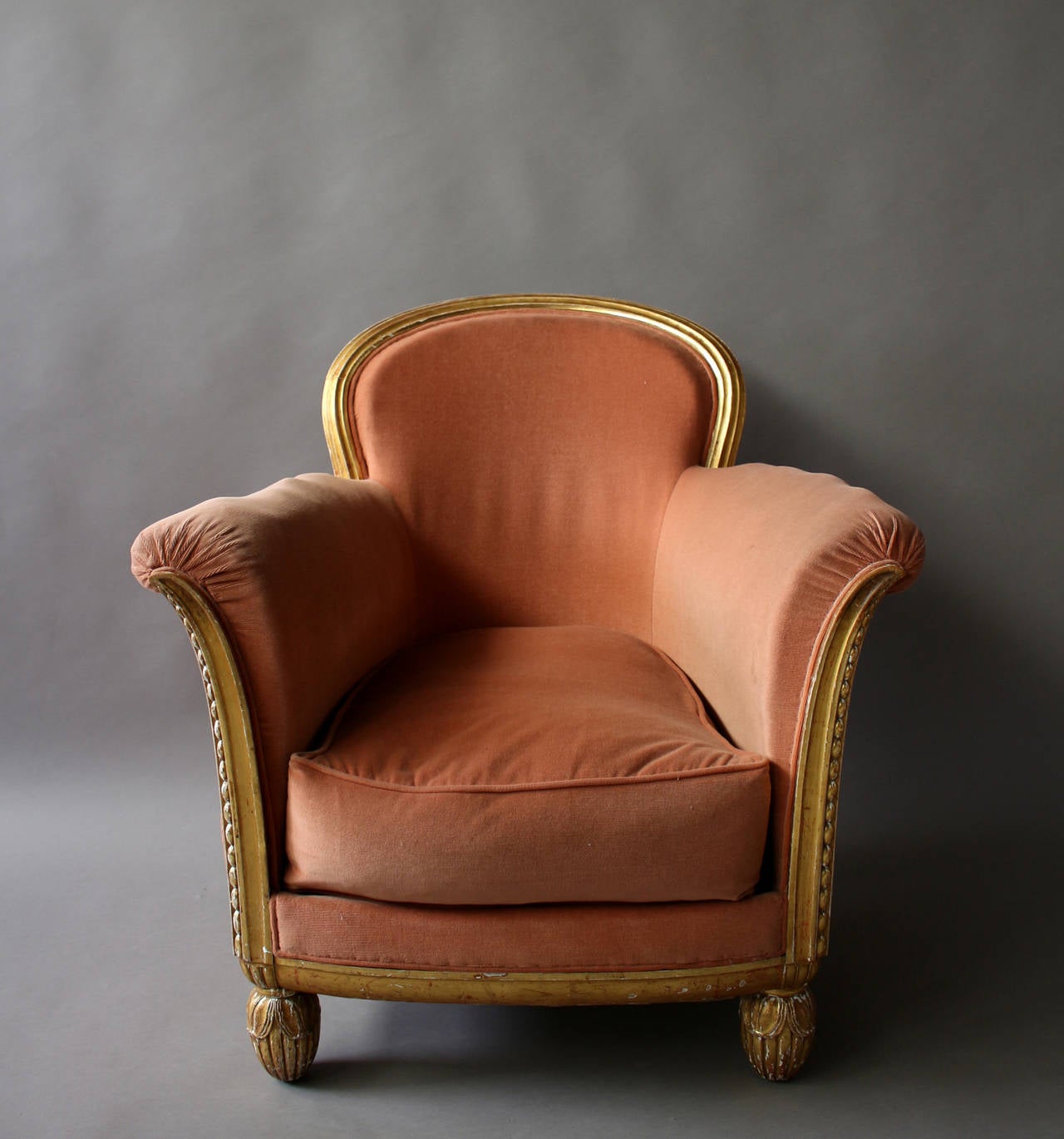 Fine French Art Deco Gilded Club Armchair by Paul Follot 2