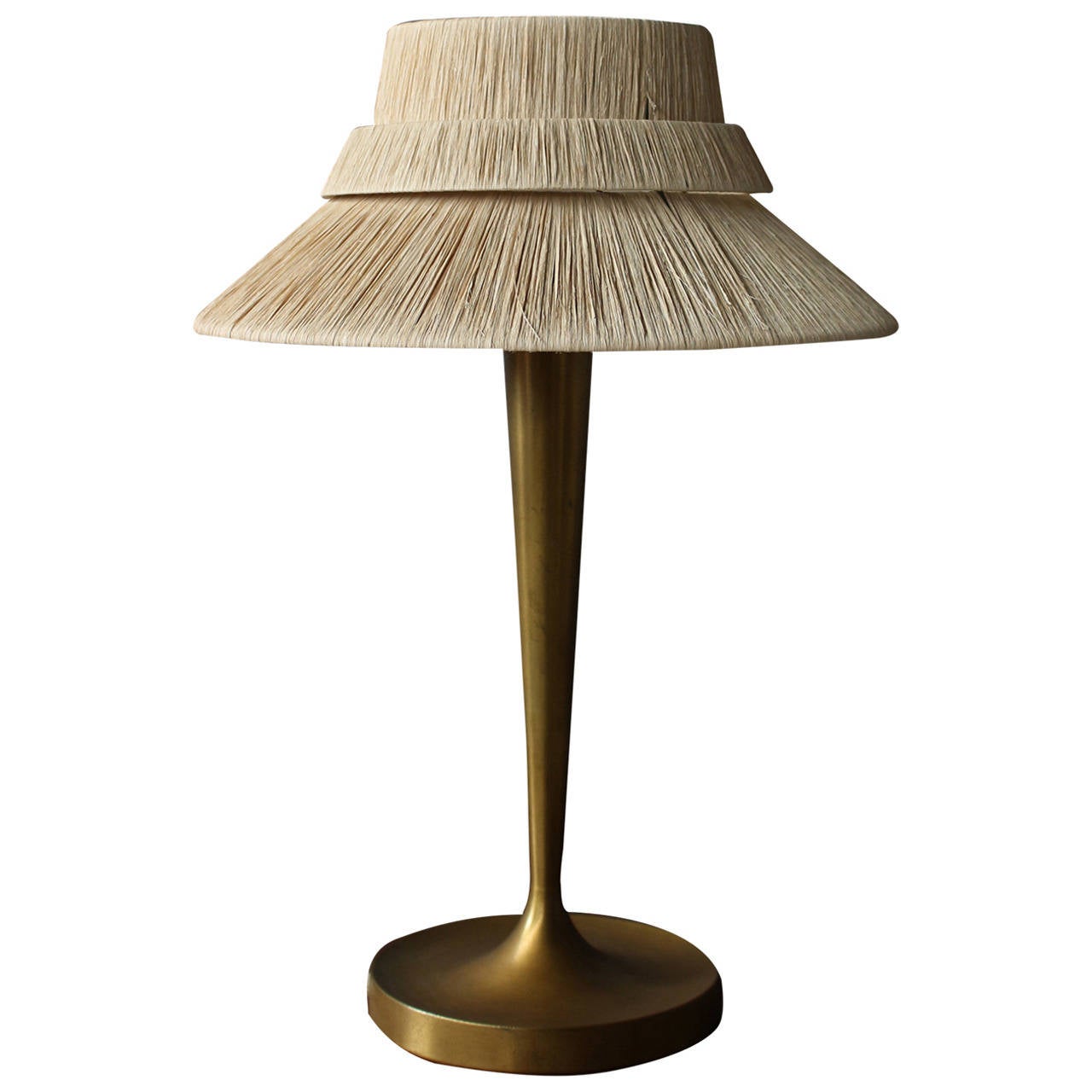 Fine French Art Deco Bronze And Raphia Table Lamp By Perzel For Fine French Art Deco Bronze And Raphia Table Lamp By Perzel For