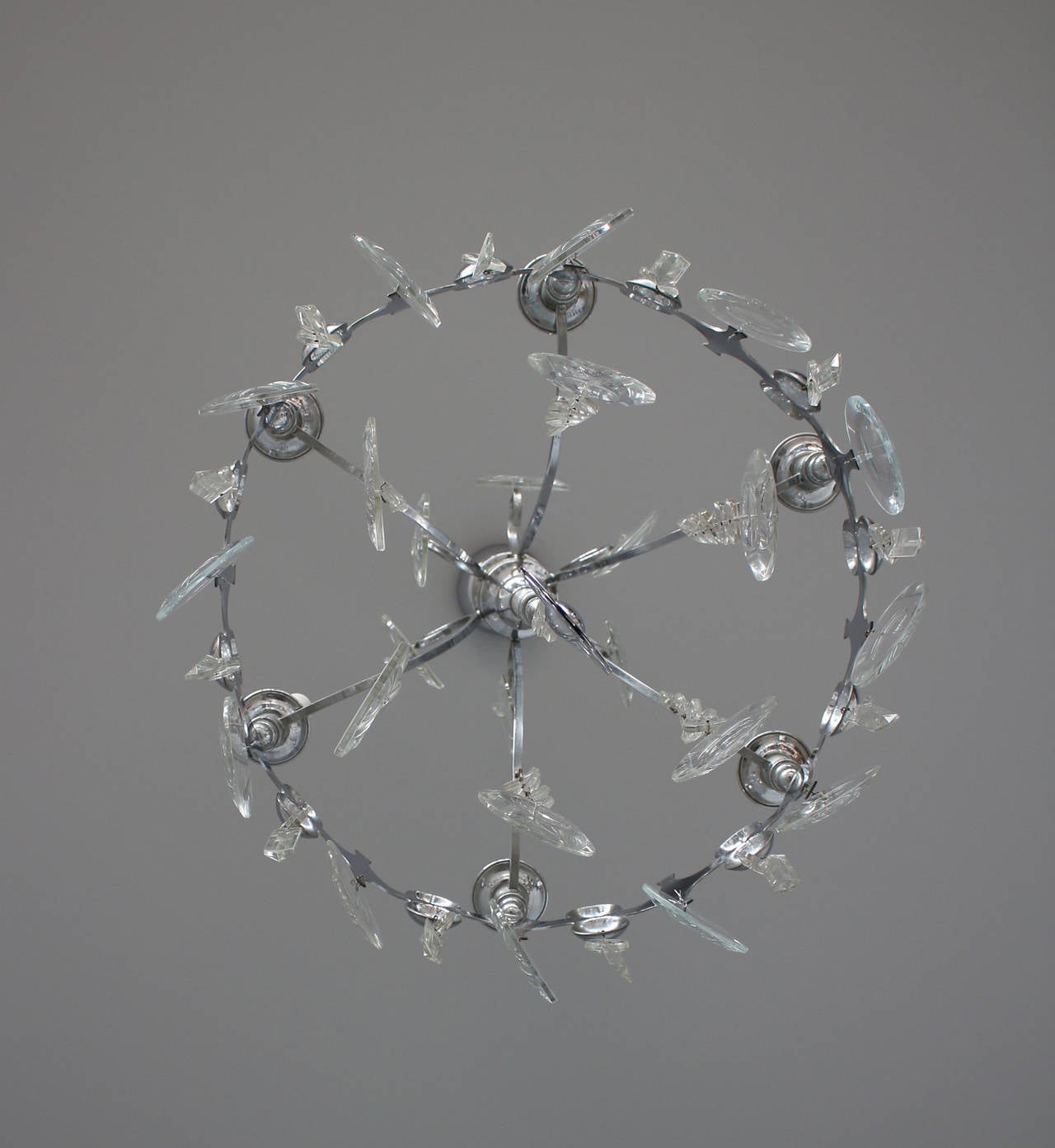 Late 20th Century Fine French 1970s Metal and Glass Chandelier For Sale