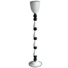 Italian 1980's Black and White Hand Blown Murano Floor Lamp 10