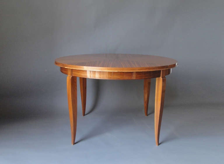 Fine French Art Deco walnut round dining / center table attributed to Dominique.
Dealer Ref: 55