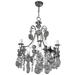 Fine French 1970s Metal and Glass Chandelier