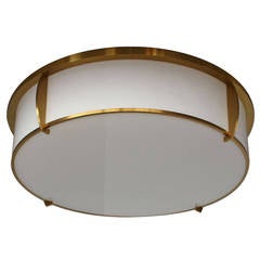 Fine French Art Deco Brass and Enameled Glass Flush Mount by Perzel