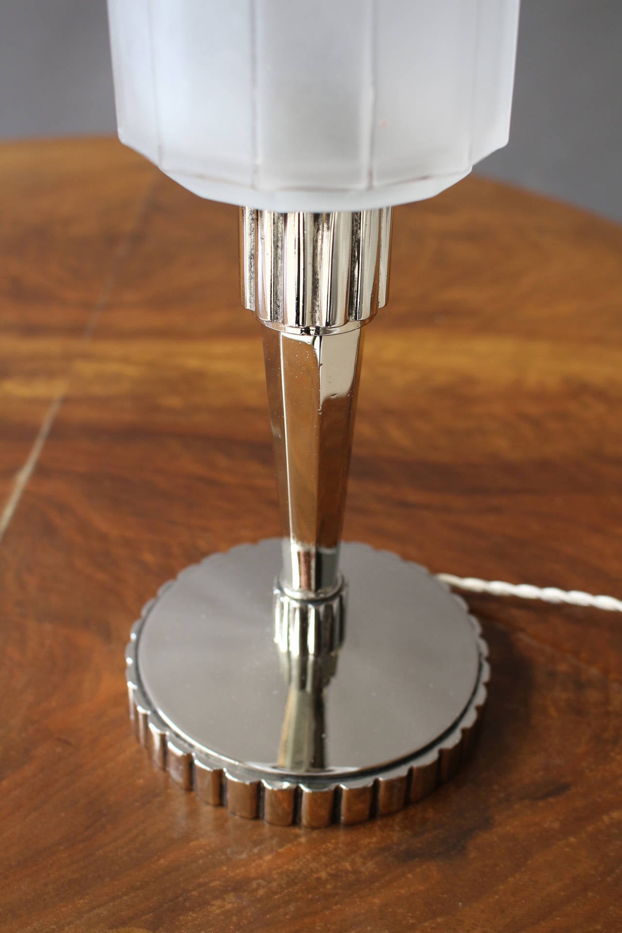Chrome A Pair of Fine French Art Deco Table Lamps by Genet et Michon