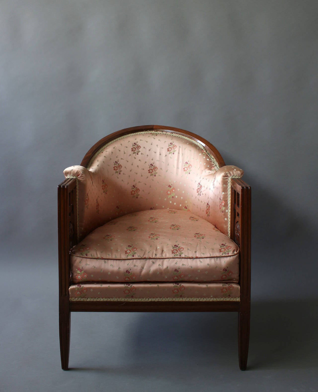 Pair of Fine French Art Deco Mahogany Armchairs by Paul Follot In Good Condition In Long Island City, NY