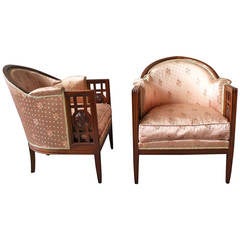 Fine Pair of French Art Deco Mahogany Armchairs 7