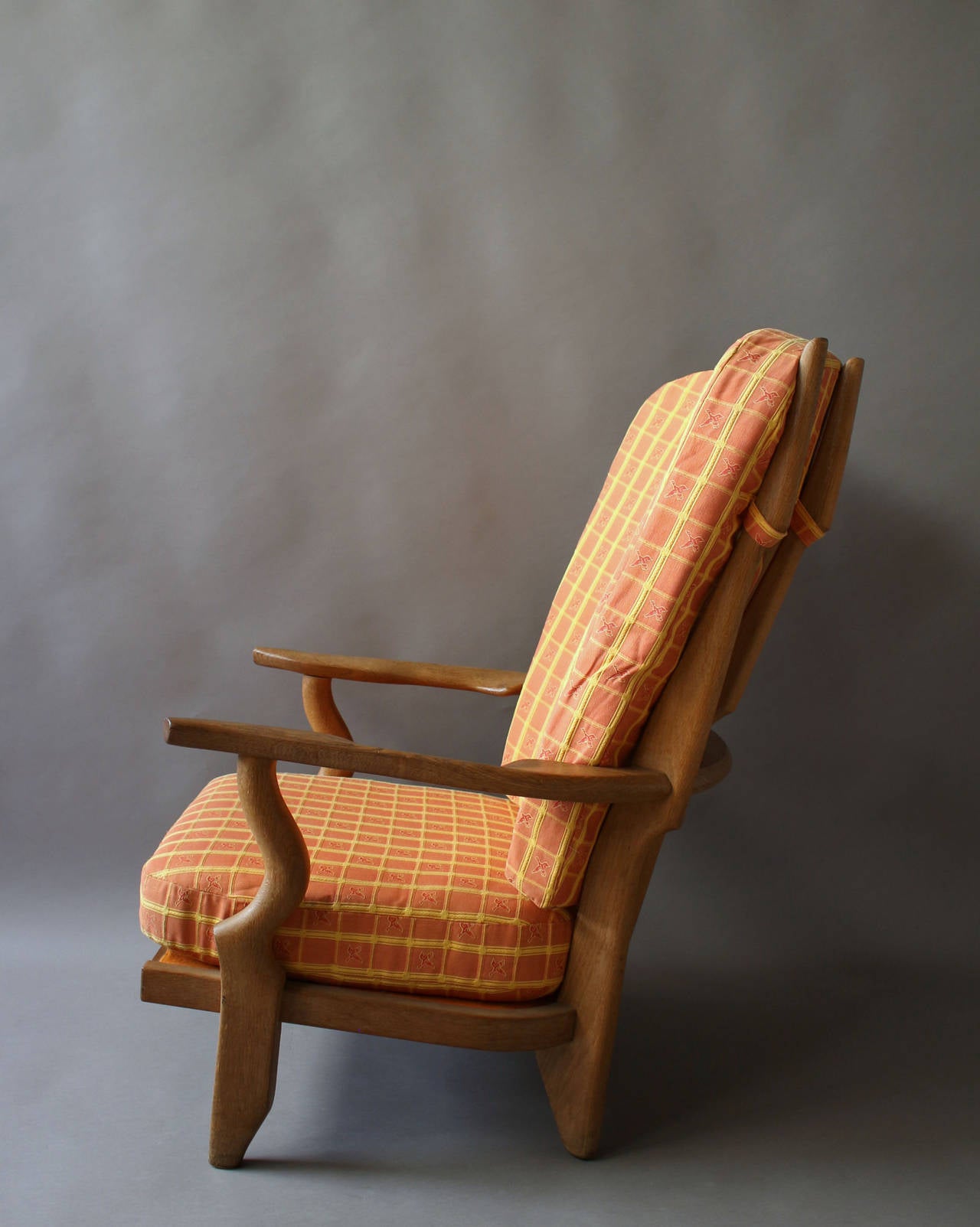 Mid-20th Century Pair of French 1950s Oak Armchairs by Guillerme et Chambron